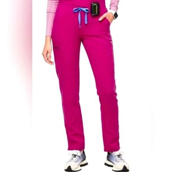 Figs High Waisted Yola Petite Scrub Pants Ultra Rose size XXS - Picture 2 of 6